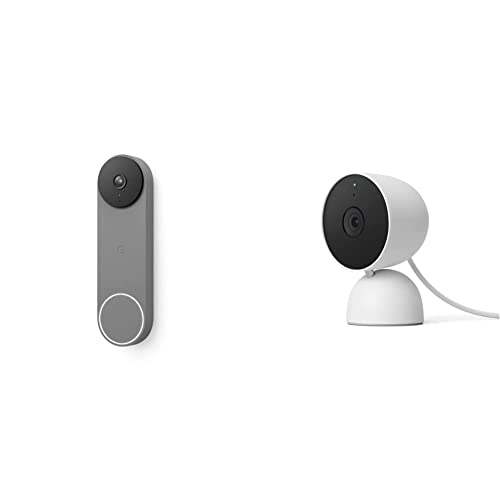 Nest Doorbell - Battery - Ash with Nest Cam Indoor - Wired - Snow Nest Doorbell - Battery - Ash with Nest Cam Indoor - Wired - Snow