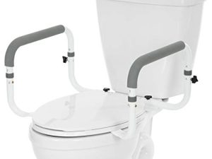 Vive Toilet Safety Rail - Adjustable Grab Bar - Compact Support Frame with Handrail for Bathroom Toilet Seat - Easy Installation for Handicap Senior Bariatrics
