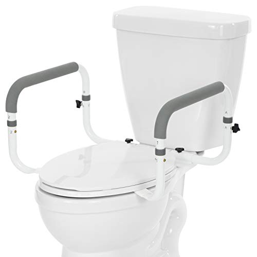 Vive Toilet Safety Rail - Adjustable Grab Bar - Compact Support Frame with Handrail for Bathroom Toilet Seat - Easy Installation for Handicap Senior Bariatrics Vive Toilet Safety Rail - Adjustable Grab Bar - Compact Support Frame with Handrail for Bathroom Toilet Seat - Easy Installation for Handicap Senior Bariatrics