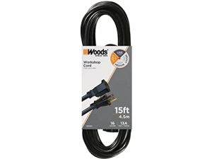 Woods 990261 16/3 SJTW 15-Foot General Purpose Black Extension