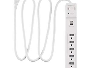 Amazon Basics 6-Outlet Surge Protector Power Strip with 2 USB Ports - 1000 Joule
