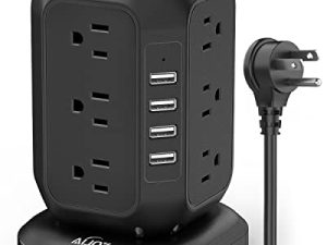 Power Strip Tower with USB Ports-AiJoy Surge Protector with 12 AC Outlet and 4 USB Ports