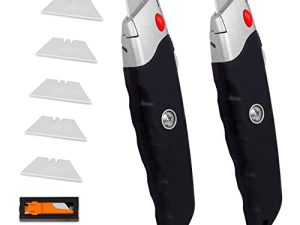 Internet's Best Premium Utility Knife - Set of 2 - Retractable Razor Knife Set - Box Cutter