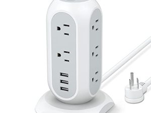 Tower Power Strip with 11 Outlets 3 USB Chargers