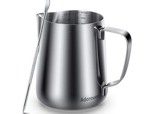 Milk Frothing Pitcher 350ml 600ml 900ml 1500ml 2000m(12oz 20oz 32oz 50oz 66oz)Steaming Pitchers Stainless Steel Milk Coffee Cappuccino Latte Art Barista Steam Pitchers Milk Jug Cup with Decorating Pen
