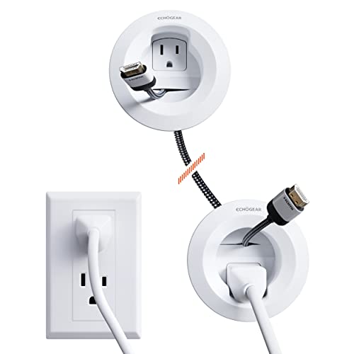 ECHOGEAR in-Wall Cable Management Kit - Includes Power & Low Voltage Cable Management - Hide TV Wires When Mounting A TV - Includes Hole Saw Drill Attachment for Easy Install ECHOGEAR in-Wall Cable Management Kit - Includes Power & Low Voltage Cable Management - Hide TV Wires When Mounting A TV - Includes Hole Saw Drill Attachment for Easy Install