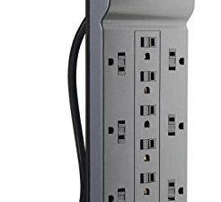 Belkin Power Strip Surge Protector - 12 AC Multiple Outlets & 8 ft Long Flat Plug Heavy Duty Extension Cord for Home