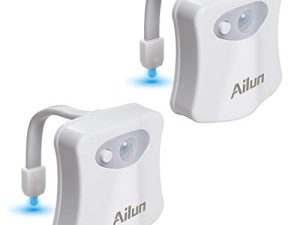 Toilet Night Light 2Pack by Ailun Motion Sensor Activated LED Light 8 Colors Changing Toilet Bowl Illuminate Nightlight for Bathroom Battery Not Included Perfect with Water Faucet Light