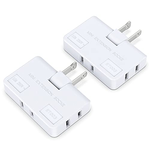 3 Way Flat Wall Outlet Extender AC Adapter - 2-Prong Swivel Mini Indoor Wall Tap Plug 3 Way Flat Wall Outlet Extender AC Adapter - 2-Prong Swivel Mini Indoor Wall Tap Plug