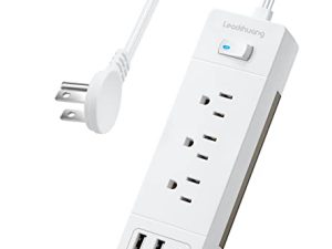 1875W Power Strip Ultra-Flat Plug Extension Cord with USB C Ports