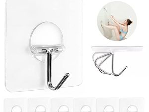 JINSHUNFA Wall Hooks 13lb(Max) Transparent Reusable Seamless Hooks