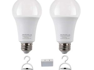 Rechargeable Emergency LED Bulb JackonLux Multi-Function Battery Backup Emergency Light For Power Outage Camping Outdoor Activity Hurricane 9W 850LM 60W Equivalent Soft White 3000K E26 120 Volt 2 Pack