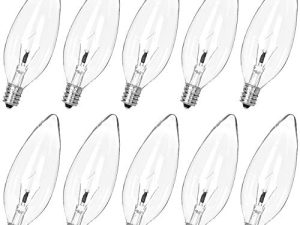 10 Pack 60W 120V E12 Base B10 CTC Incandescent Clear Light Bulbs