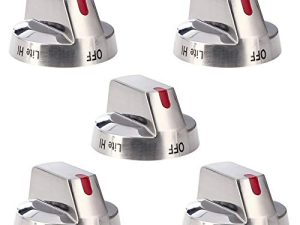 [Upgraded] DG64-00473A Top Burner Control Dial Knob Range Oven Replacement Stainless Steel Compatible with Samsung Range Oven Gas Stove Knob NX58F5700WS NX58H5600SS NX58H5650WS NX58J7750SS (5pcs)