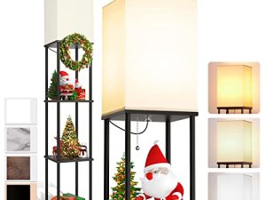 addlon LED Modern Shelf Floor Lamp with 3CCT LED Bulb and White Lamp Shade - Display Floor Lamps with Shelves for Living Room