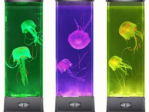 COLORLIFE Electric Jellyfish Tank Table Lamp with Color Changing Light Gift for Kids Men Women Home Deco for Room Mood Light for Relax(Black)