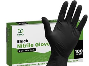 [100 Count] Black Nitrile Disposable Gloves 6 Mil. Chemical Resistance