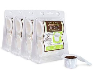 Perfect Pod EZ-Cup Disposable Paper Filters with Patented Lid Design for Reusable Coffee Pods 4-Pack (200 Filters)