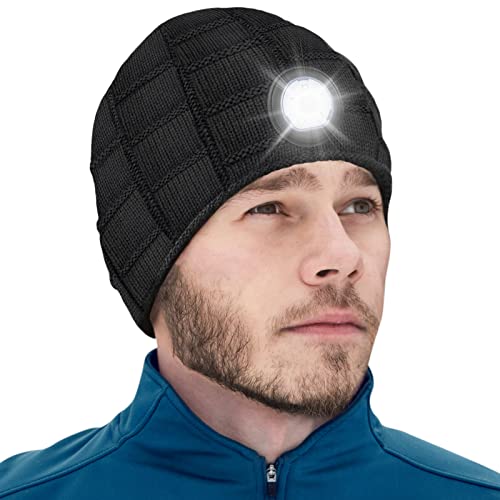 Stocking Stuffers for Men Beanie Hat with Light - Christmas Birthday Gifts for Men LED Headlamp Hats Winter Cap Gifts for Dad Women Husband Boyfriend Him Teen Rechargeable Flashlight Knit Lighted Hat Stocking Stuffers for Men Beanie Hat with Light - Christmas Birthday Gifts for Men LED Headlamp Hats Winter Cap Gifts for Dad Women Husband Boyfriend Him Teen Rechargeable Flashlight Knit Lighted Hat