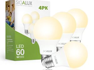 Sigalux LED Light Bulbs 60 Watt Equivalent A19 Standard Light Bulbs 2700K Warm