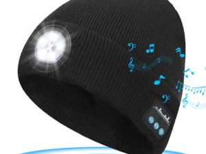Men's Gifts Beanie with Bluetooth and LED - Christmas Stocking Stuffers Men Women 2 in 1 Rechargeable Winter Beanie V5.0 Bluetooth Hat Lighted Beanie Cap Flashlight Hat for Camping Running Fishing