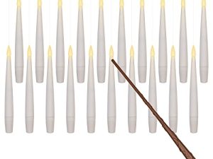 Leejec 20pcs Flameless Taper Floating Candles with Magic Wand Remote