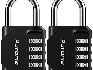 Puroma 2 Pack Combination Lock 4 Digit Outdoor Waterproof Padlock for School Gym Locker