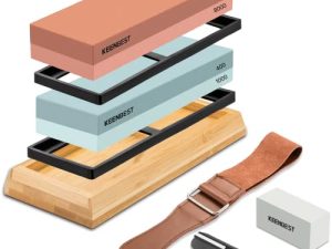 Sharpening Stone KEENBEST Actual Grit Premium Material Whetstone Set 2 Side Grit 400 1000 3000 8000 Professional Kitchen Knife Sharpener Stone Kit Wet Stones Bamboo Base Angle Guide