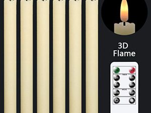 GenSwin Flameless Ivory Taper Candles Flickering with 10-Key Remote
