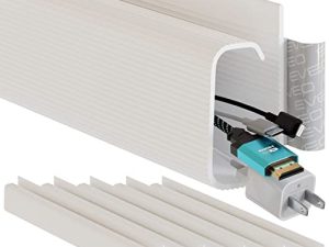 EVEO Cable Management 96'' J Channel- 6 Pack Cord Cover- Cable Raceway- Cable Management Under Desk with Adhesive Stripe Built-in 6 X 16in- Easy to Install Desk Cord Organizer- Cable Raceway