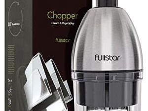 Fullstar Onion Chopper Hand Chopper for Vegetables - Stainless Steel Nut Chopper Manual Hand Food Chopper Handheld Food Chopper Vegetable Chopper Manual Onion Hand Chopper Onion Press Chopper- Silver