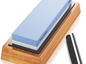 Sharp Pebble Premium Whetstone Knife Sharpening Stone 2 Side Grit 1000/6000 Waterstone- Whetstone Knife Sharpener- NonSlip Bamboo Base & Angle Guide