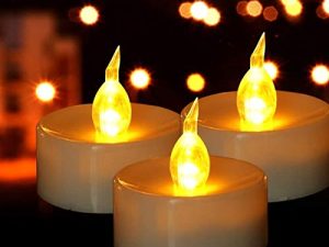 Battery Tea Lights - 24 Pack LED Tea Lights Candles Realistic and Bright Flickering Holiday Gift Operated Flameless LED Tea Light for Seasonal & Festival Celebration Warm Yellow Lamp Battery Powered
