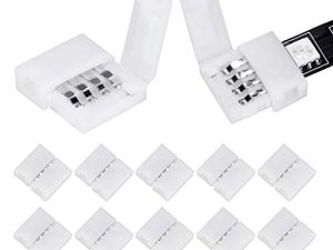 WENHSIN 10Packs 4-Pin RGB LED Light Strip Connectors 10mm Unwired Gapless Solderless Adapter Terminal Extension for SMD 5050 Multicolor LED Strip (10Pack 4PIN RGB Connector)