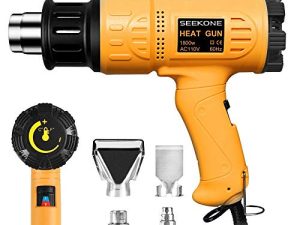SEEKONE Heat Gun 1800W 122℉~1202℉(50℃- 650℃)Fast Heating Heavy Duty Hot Air Gun Kit Variable Temperature Control Overload Protection with 4 Nozzles for Crafts