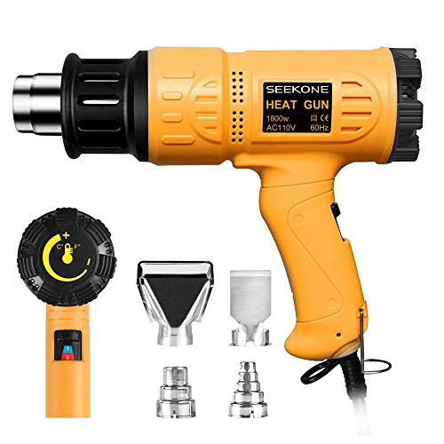 SEEKONE Heat Gun 1800W 122℉~1202℉(50℃- 650℃)Fast Heating Heavy Duty Hot Air Gun Kit Variable Temperature Control Overload Protection with 4 Nozzles for Crafts SEEKONE Heat Gun 1800W 122℉~1202℉(50℃- 650℃)Fast Heating Heavy Duty Hot Air Gun Kit Variable Temperature Control Overload Protection with 4 Nozzles for Crafts