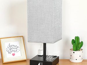 Bedside Lamp with USB Ports - Touch Control Table Lamp for Bedroom with USB C+A Charging Ports & AC Outlets
