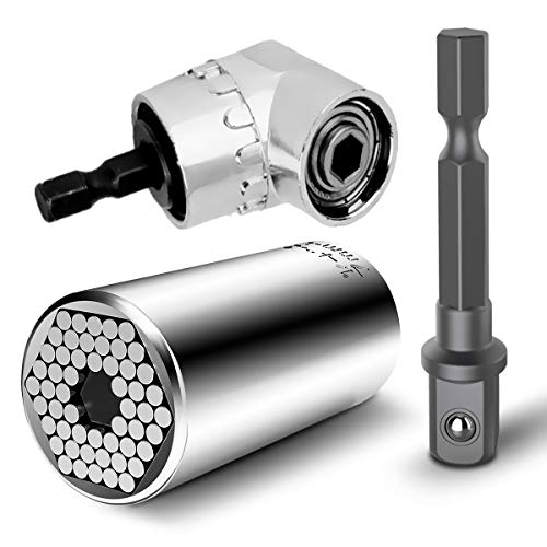 Multi-function 7mm-19mm Ratchet Universal Sockets Metric Wrench Power Drill Adapter Set and 105 Degree Right Angle Extension Power Screwdriver Drill Attachment 1/4" Drive 6mm Hex Magnetic Bit Multi-function 7mm-19mm Ratchet Universal Sockets Metric Wrench Power Drill Adapter Set and 105 Degree Right Angle Extension Power Screwdriver Drill Attachment 1/4" Drive 6mm Hex Magnetic Bit