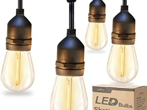 addlon LED Outdoor String Lights 48FT with 2W Dimmable Edison Vintage Shatterproof Bulbs and Commercial Grade Weatherproof Strand - ETL Listed Heavy-Duty Decorative Lights for Patio Garden