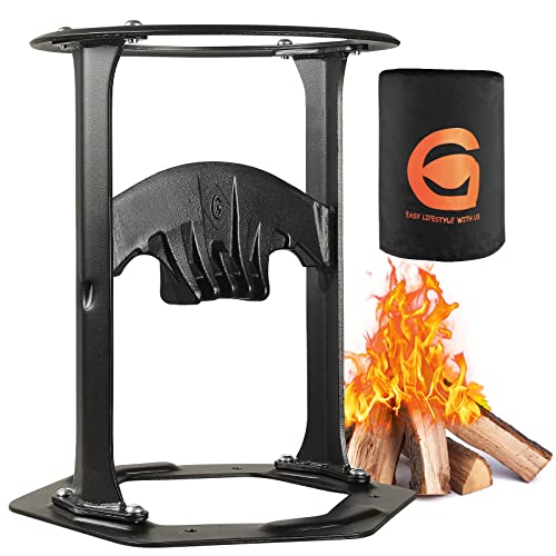 Greener Dia.11'' Firewood Kindling Splitter Stand with Cover - Cast Steel Manual Log Splitter Wedge Greener Dia.11'' Firewood Kindling Splitter Stand with Cover - Cast Steel Manual Log Splitter Wedge