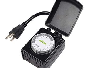 BN-LINK Compact Outdoor Mechanical 24 Hour Programmable Dual Outlet Timer - Plugin timer
