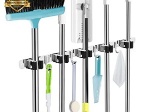 5 Racks and 4 Hooks Mop and Broom Holder Wall Mount