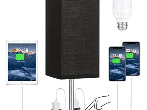 Bedside Lamp with USB Port and Outlet