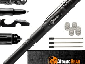 Tactical Pen – Self Defense Pen & Multi-tool Pen - Flashlight Survival Pen for Men & Women - Tactical Gear & Gift - Military EDC Pen + Glass Breaker + Bottle Opener – 3 Ink Refills + 12 Batteries