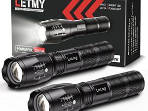LETMY LED Tactical Flashlight S1000 PRO - 2 Pack Bright