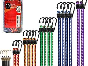 Premium Bungee Cords Heavy Duty - 20 Piece in Storage Jar Includes 10"