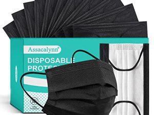 Assacalynn Disposable Mask 4 Layer 2022 Black Mask with White Inside