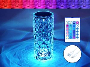 BGFHome Crystal Lamp 16 Color Changing RGB Night Light Touch Lamp USB Romantic LED Rose Diamond Table Lamps for Living Room Christmas Lamp Decor ( 8.7IN Remote & Touch