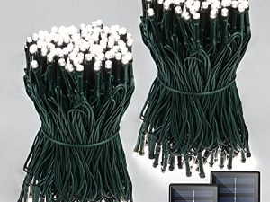 White Super-Long 2-Pack Each 85FT Solar String Lights Outdoor