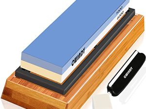 Whetstone Sharpening Stone Kit Dual Sided 1000/6000 Grit Professional Whetstone Knife Sharpener Stone Wet Stone Set Nonslip Bamboo Base Angle Guide